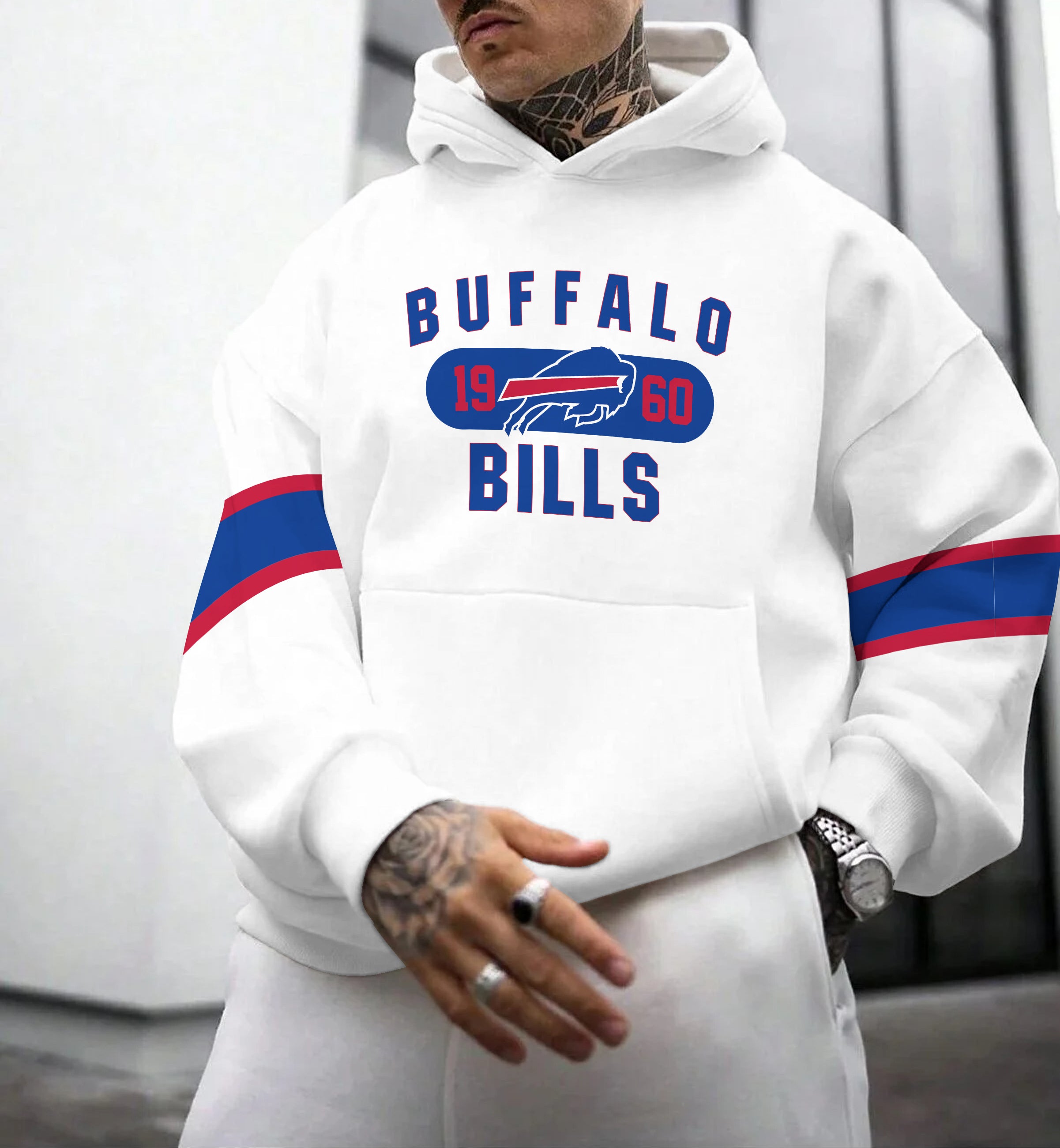 Buffalo Bills Printed Hooded Pocket Pullover Hoodie
