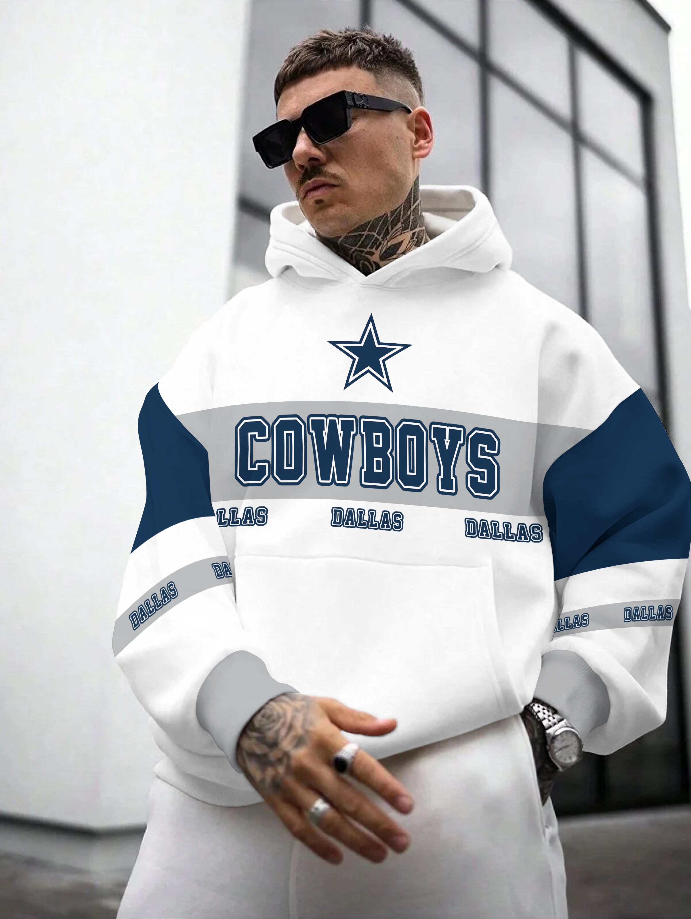 Dallas Cowboys Printed Hooded Pocket Pullover Hoodie