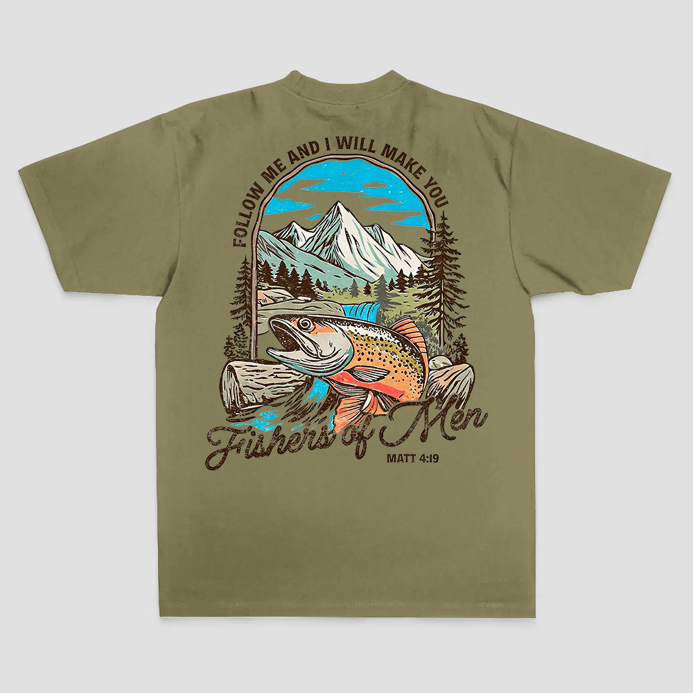 Follow Me And I Will Make You Fishers Of Men Matt 4:19 Printed Men's T-shirt