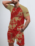 San Francisco 49ers Limited Edition ZIP Polo Shirt And Shorts Two-Piece Suits