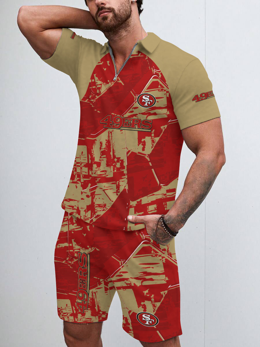 San Francisco 49ers Limited Edition ZIP Polo Shirt And Shorts Two-Piece Suits