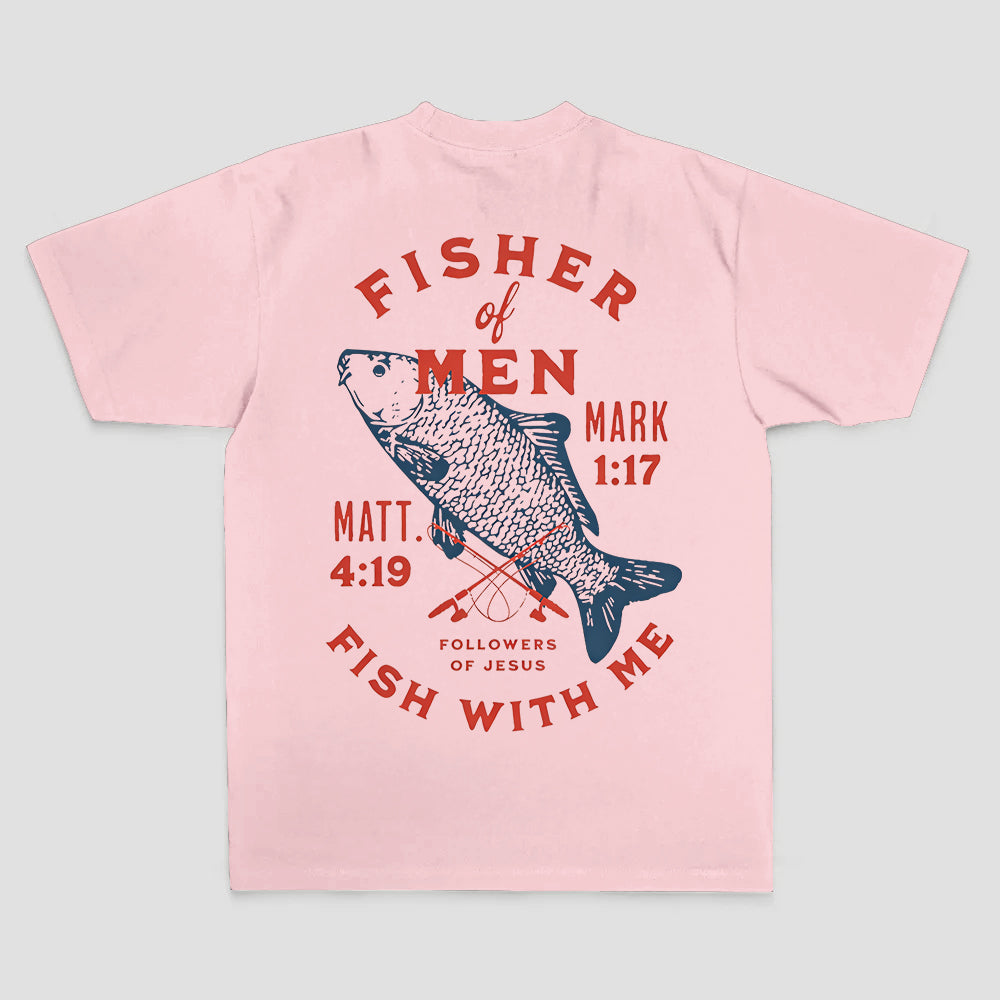 Fisher of men Mark 1:17 Matt. 4:19 Followers of jesus Fish with me Printed Men's T-shirt