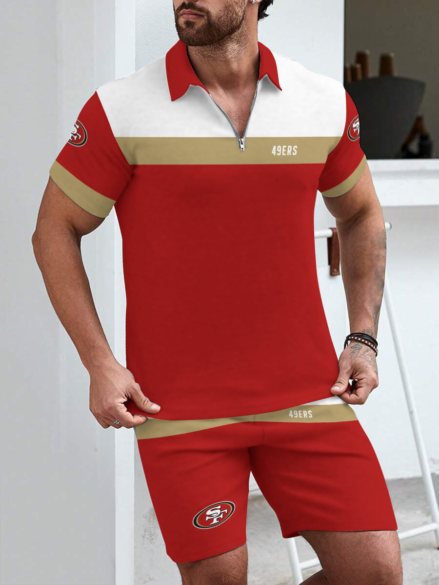 San Francisco 49ers  Limited Edition ZIP Polo Shirt And Shorts Two-Piece Suits