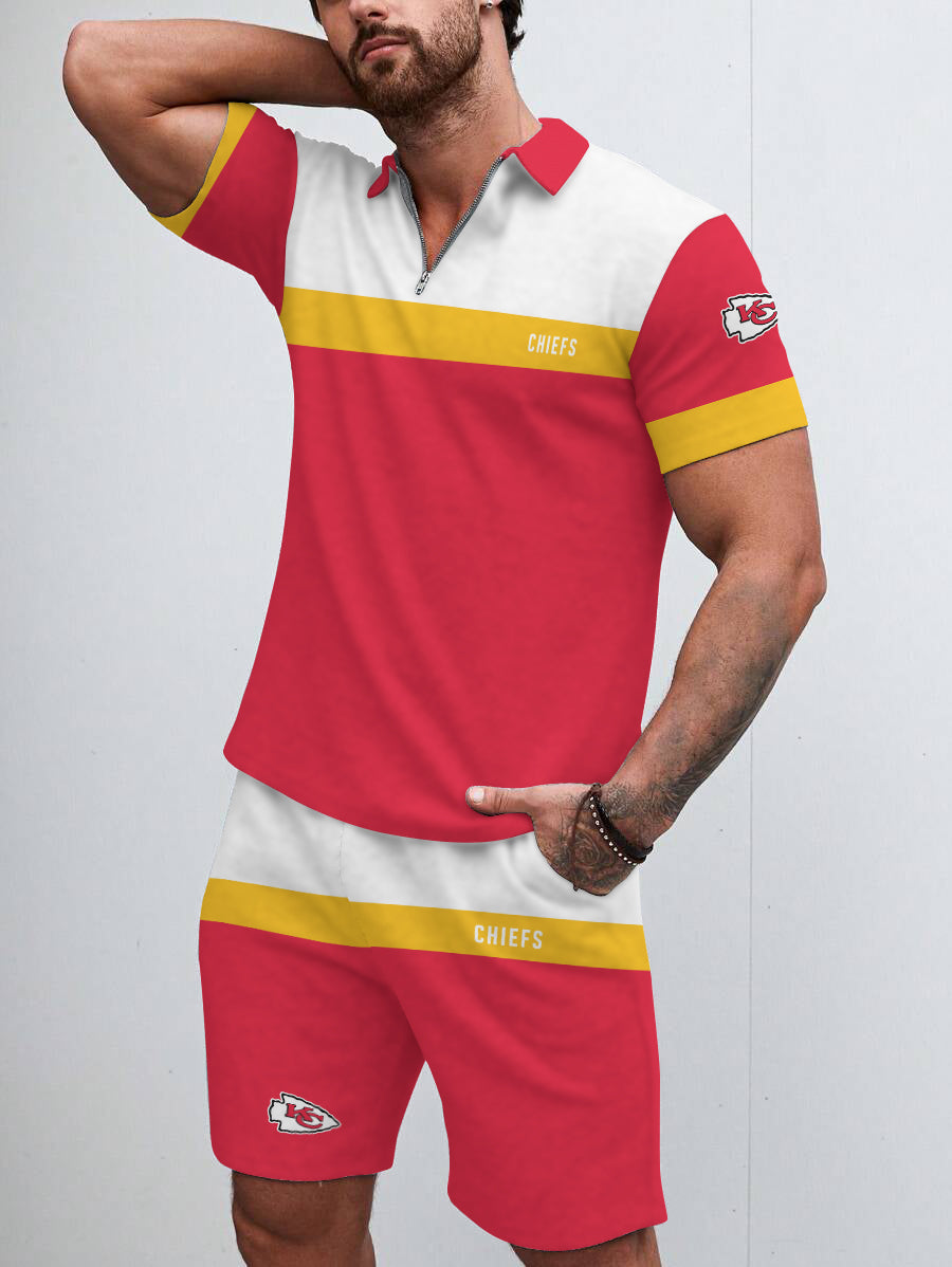 Kansas City Chiefs  Limited Edition ZIP Polo Shirt And Shorts Two-Piece Suits