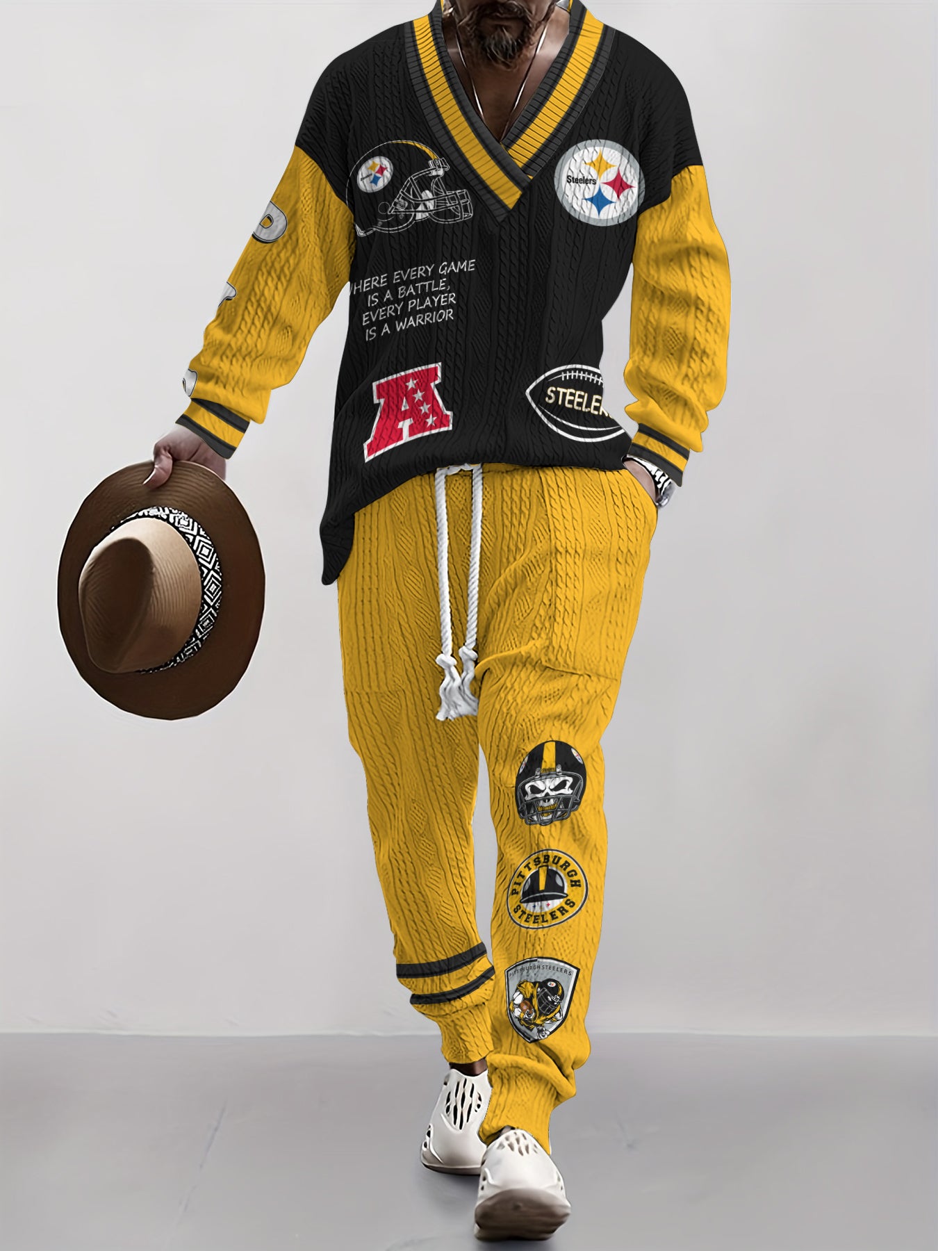 Pittsburgh Steelers Classic All-Season Long Sleeve V-Neck Pullover Sweater