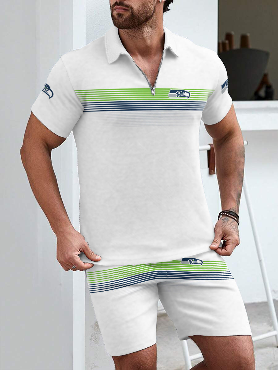 Seattle Seahawks Limited Edition ZIP Polo Shirt And Shorts Two-Piece Suits