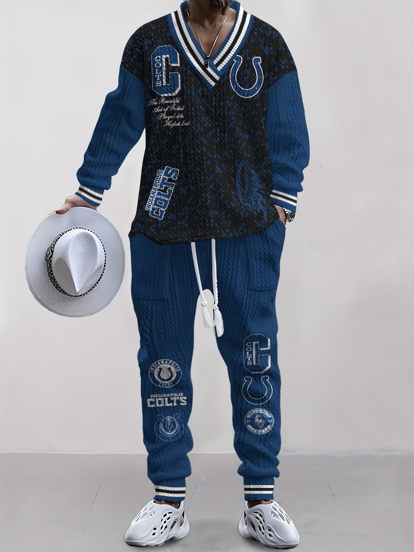 Indianapolis Colts  Classic All-Season Long Sleeve V-Neck Pullover Sweater