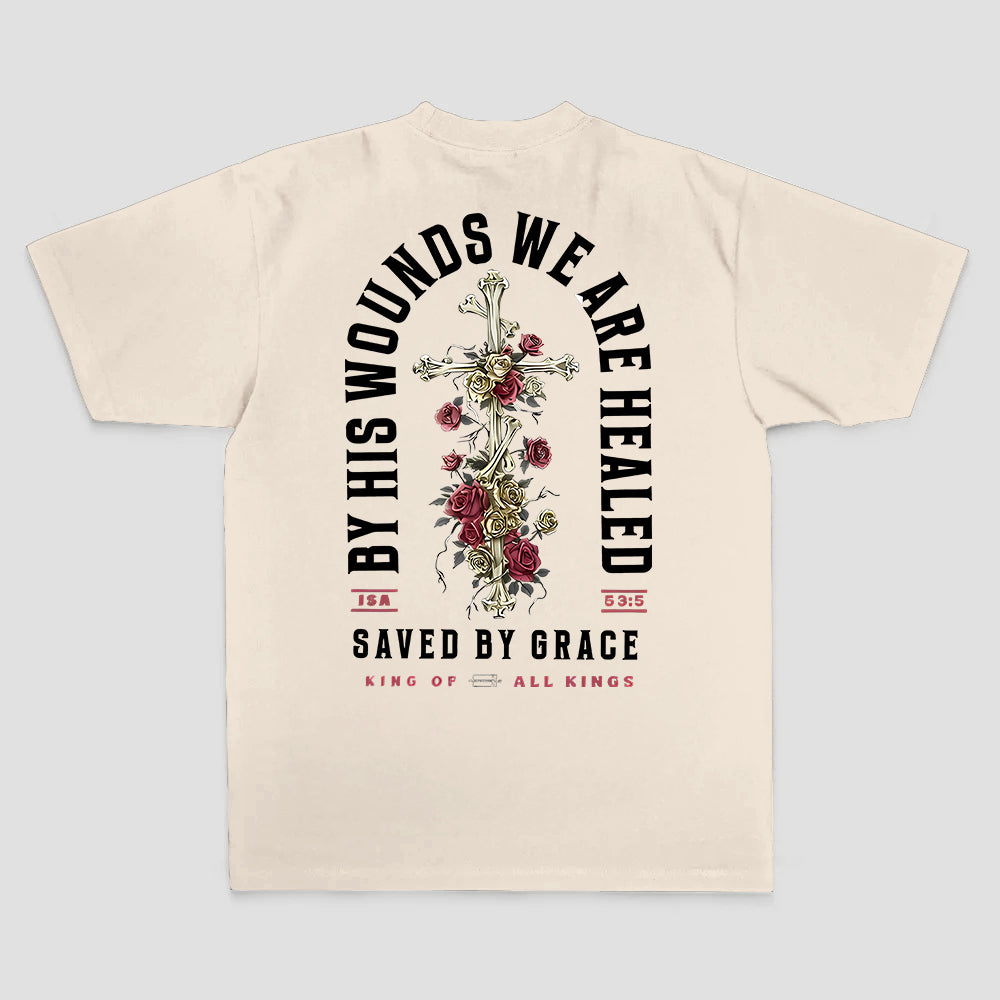 By His Wounds We Are Healed Printed Men's T-shirt