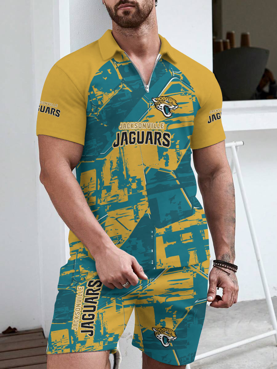 Jacksonville Jaguars Limited Edition ZIP Polo Shirt And Shorts Two-Piece Suits