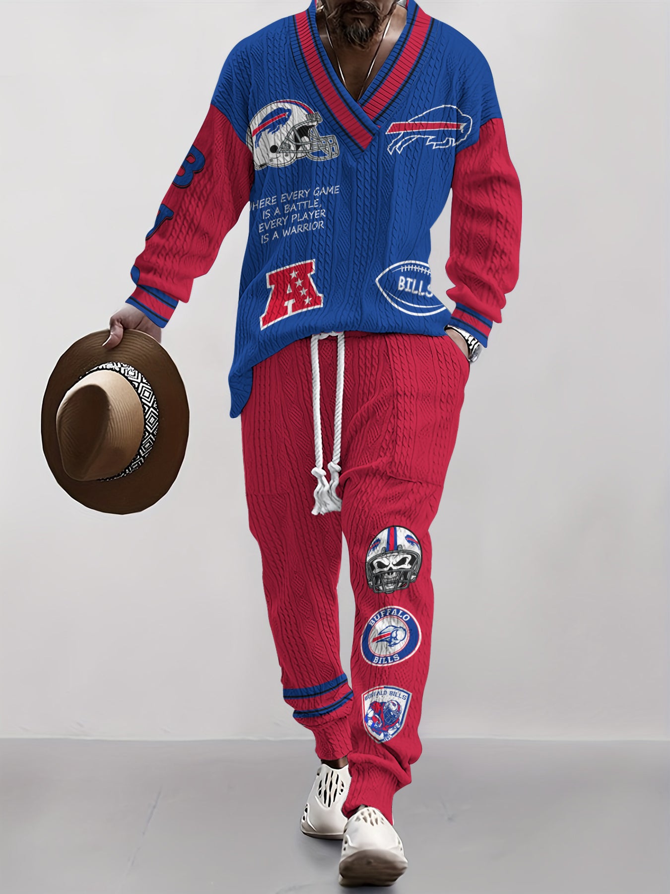 Buffalo Bills Classic All-Season Long Sleeve V-Neck Pullover Sweater