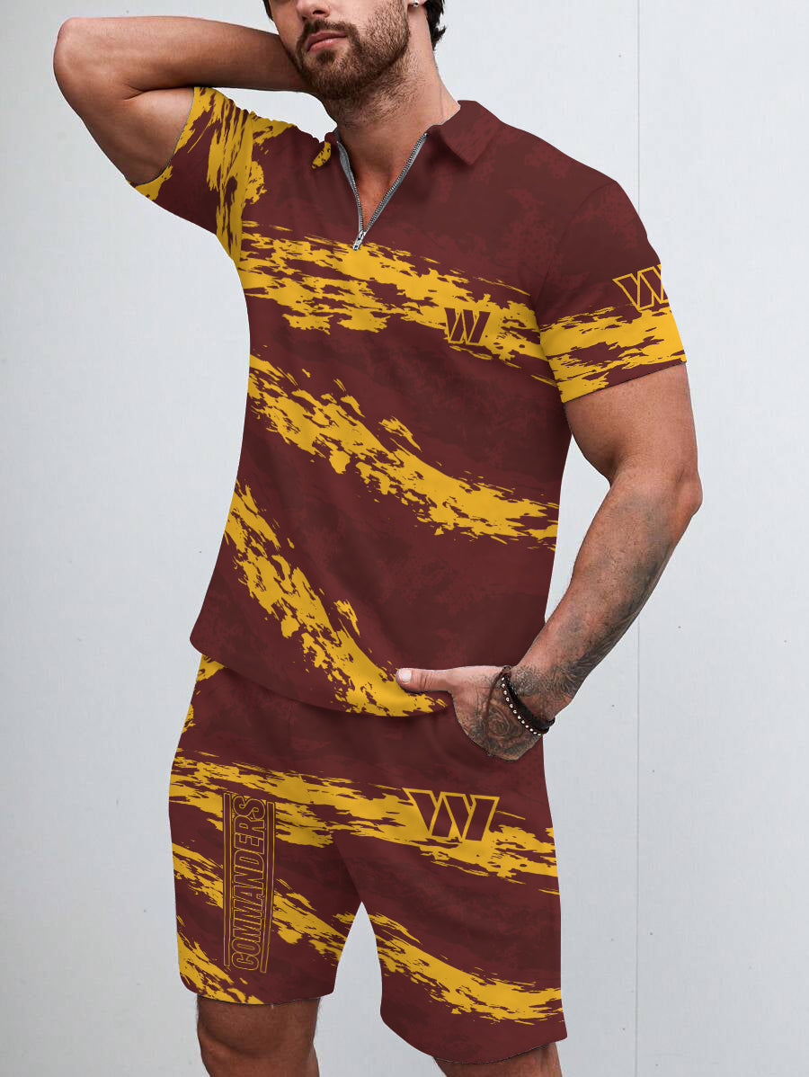 Washington Commanders Limited Edition ZIP Polo Shirt And Shorts Two-Piece Suits