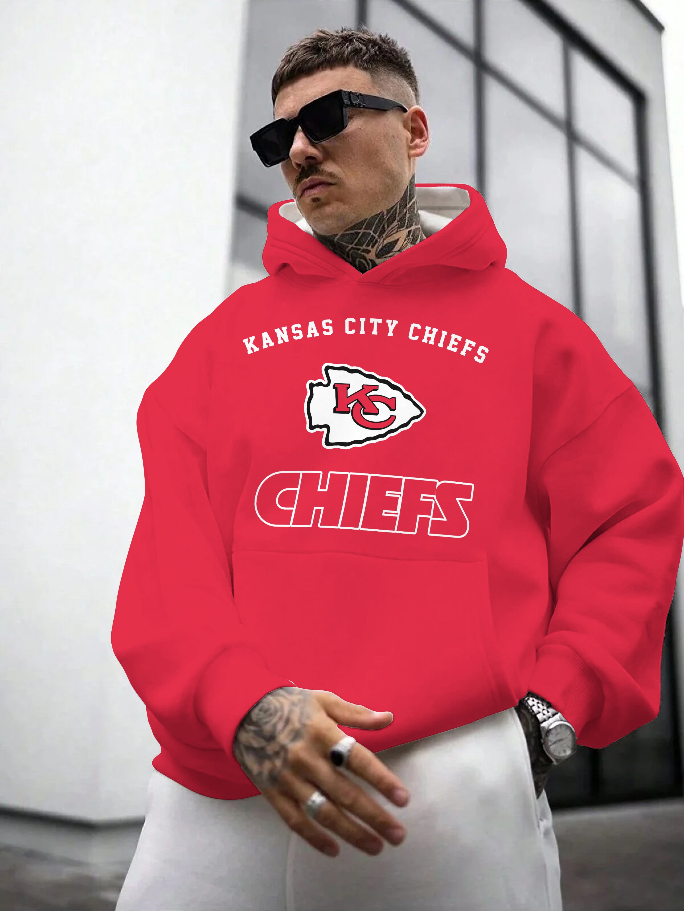Kansas City Chiefs Printed Hooded Pocket Pullover Hoodie