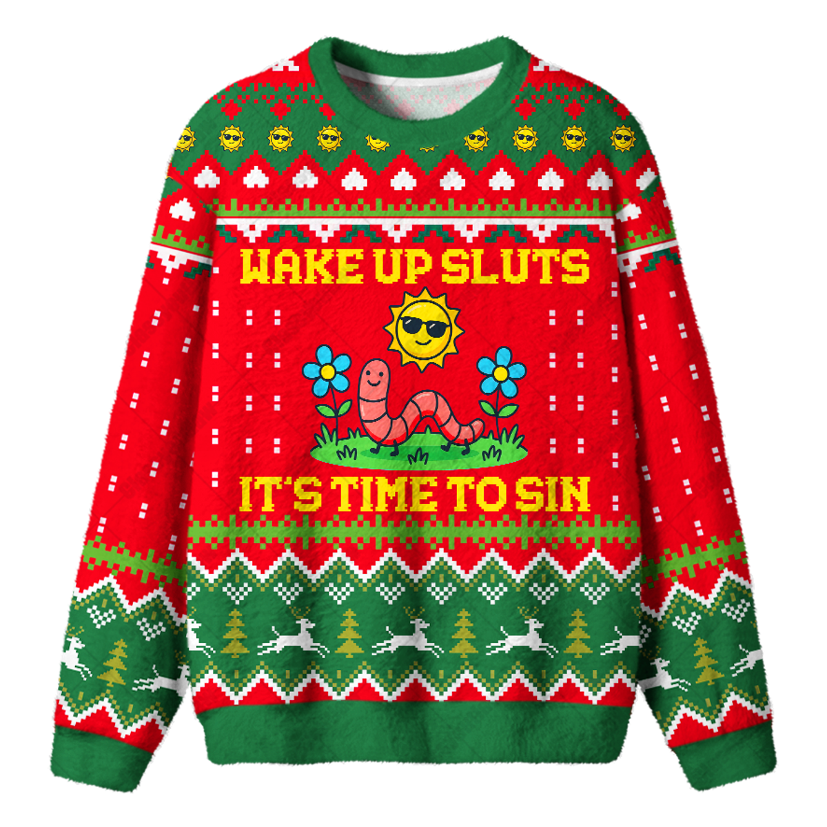 WAKE UP SLUTS IT'S TIME TO SIN UGLY CHRISTMAS SWEATSHIRT — image 1