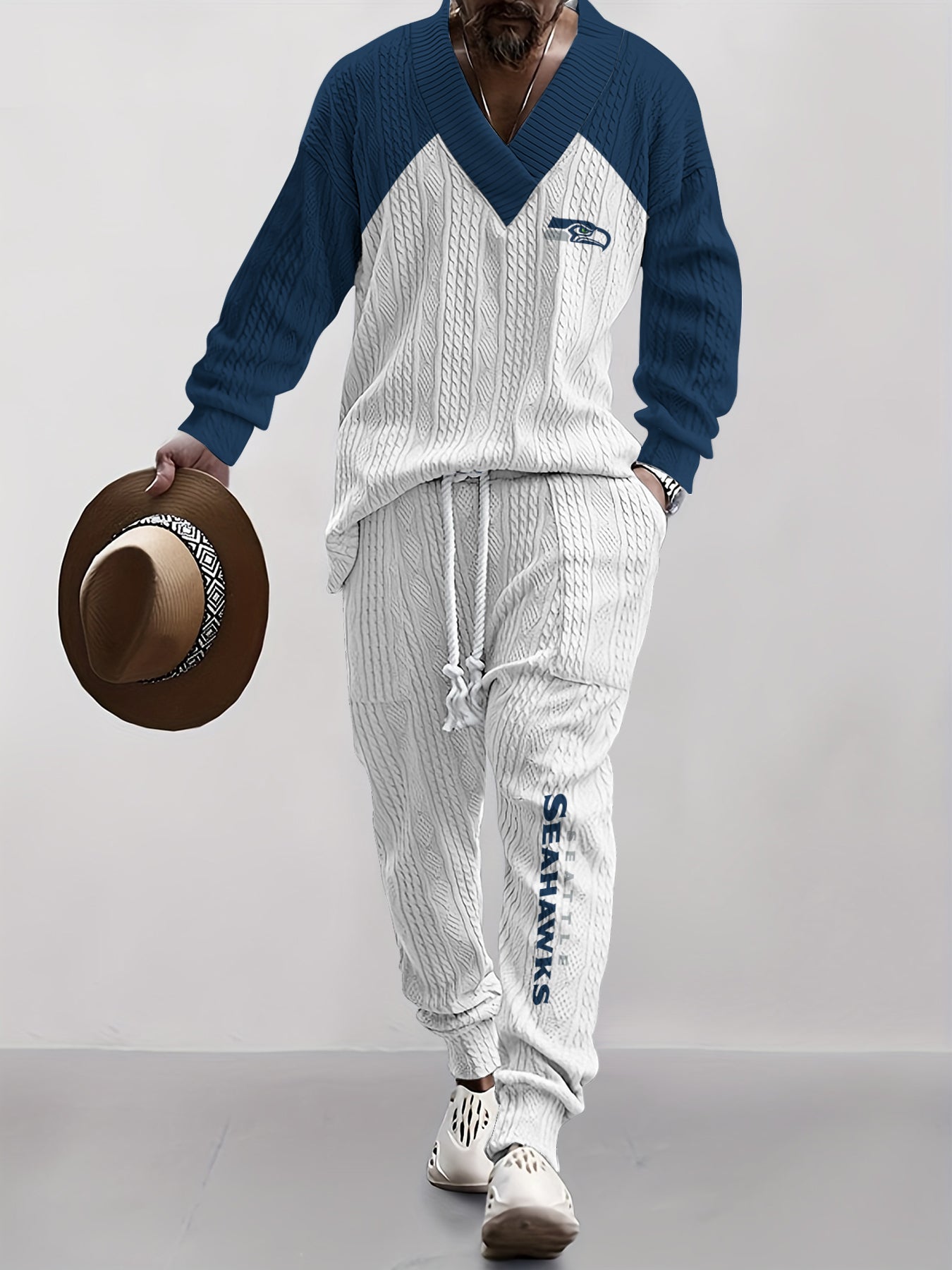 Seattle Seahawks  Classic  All-Season Long Sleeve V-Neck Pullover Sweater