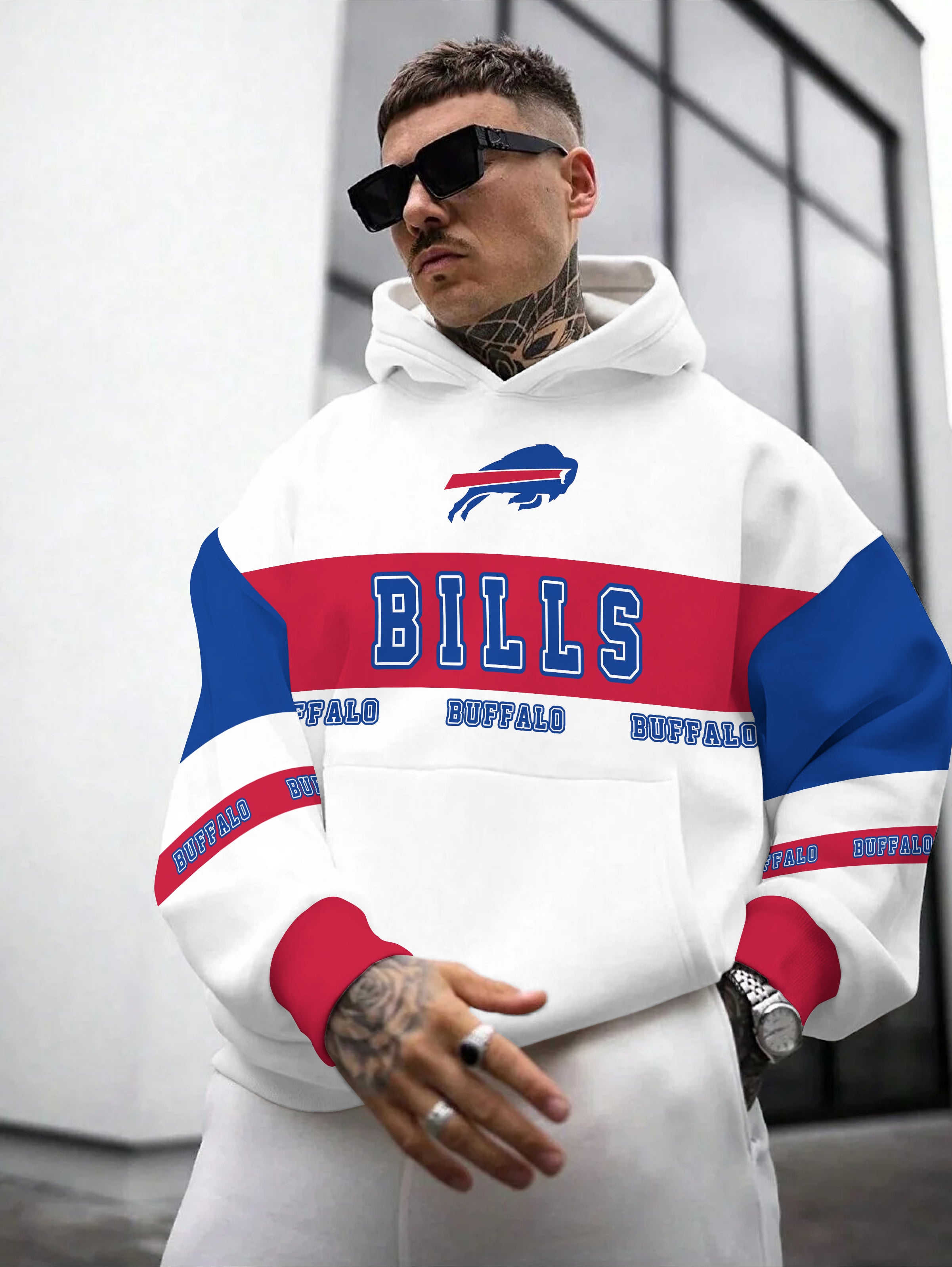 Buffalo Bills Printed Hooded Pocket Pullover Hoodie