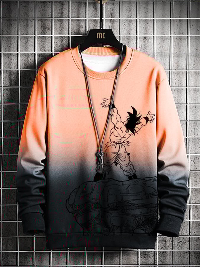 Men's Fashion Casual Anime Gradient Printed Sweatshirt
