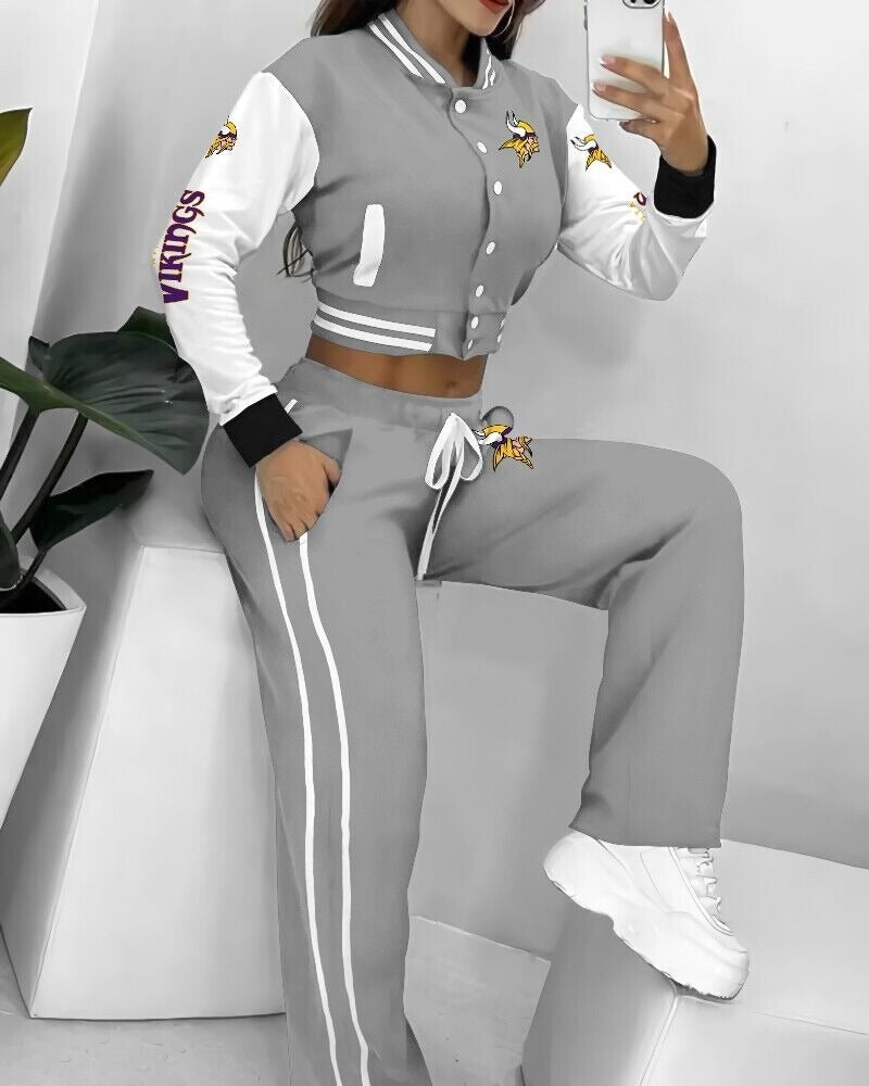 Minnesota Vikings 3D Printed Varsity Jacket Set