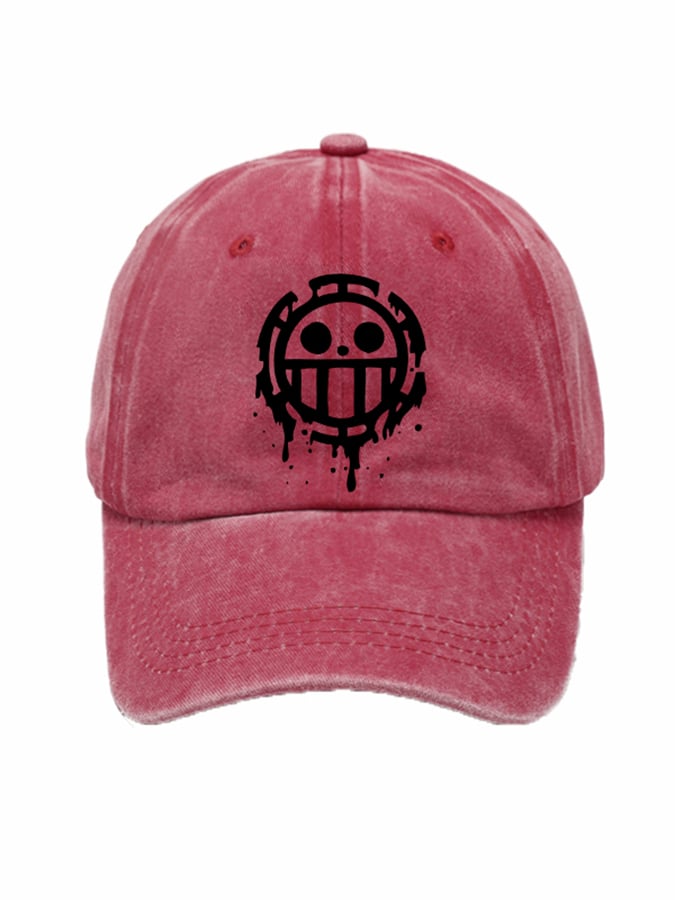 Unisex Distressed Washed Cotton Smiley Hat