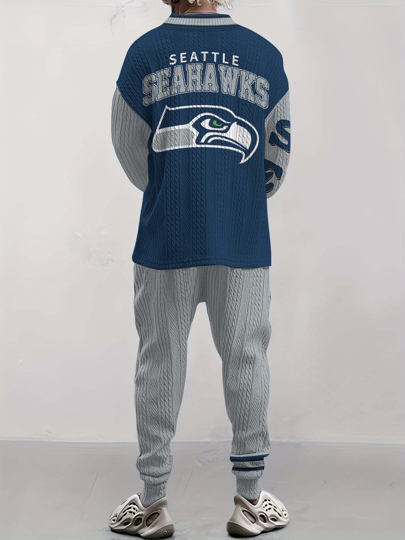 Seattle Seahawks Classic All-Season Long Sleeve V-Neck Pullover Sweater