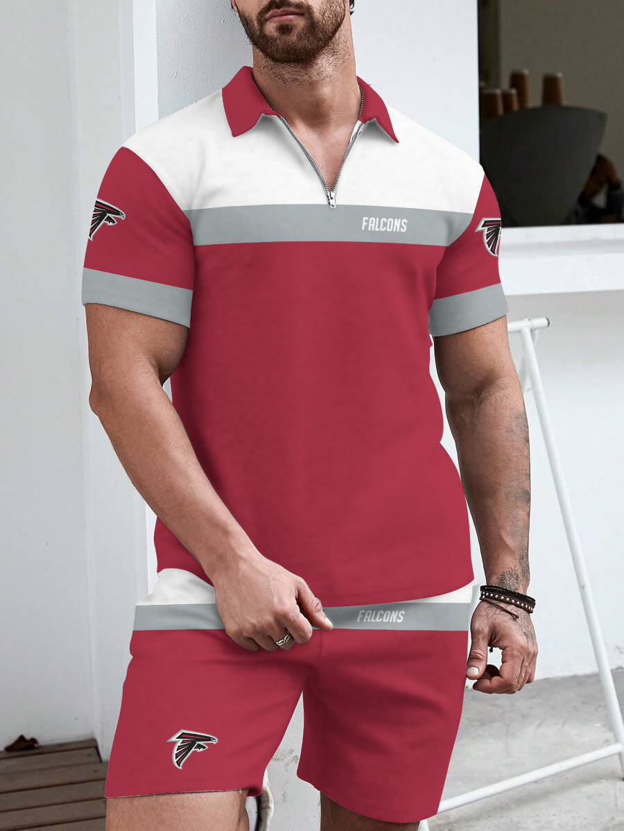 Atlanta Falcons  Limited Edition ZIP Polo Shirt And Shorts Two-Piece Suits