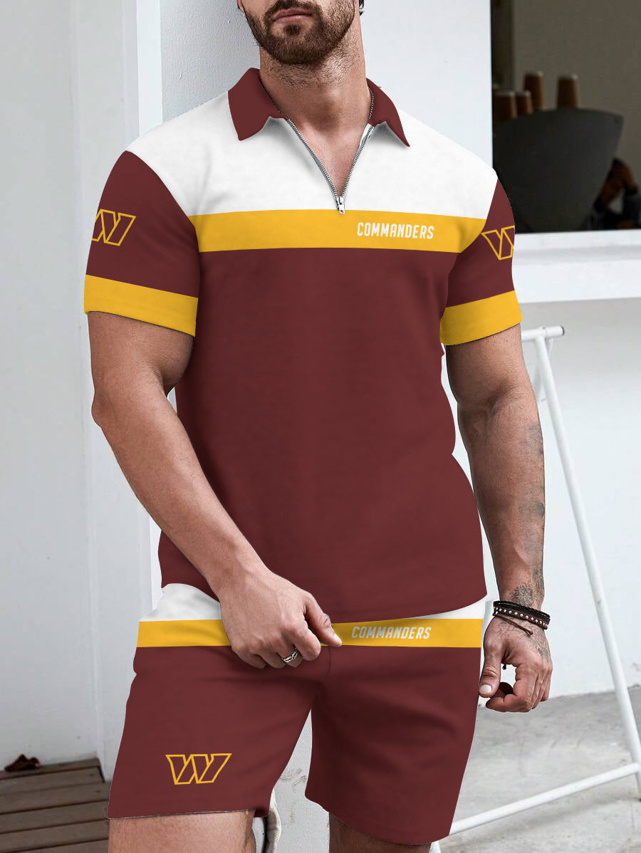 Washington Commanders  Limited Edition ZIP Polo Shirt And Shorts Two-Piece Suits