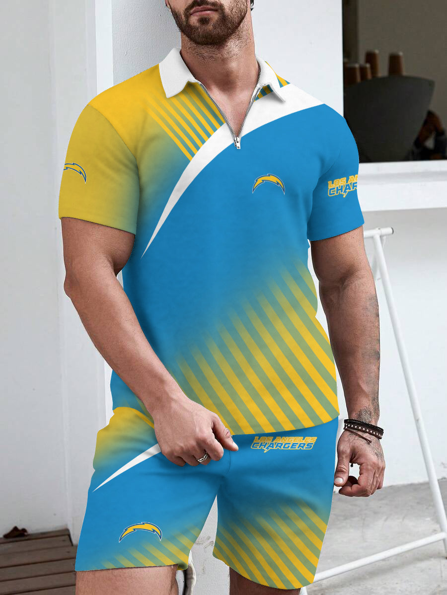 Los Angeles Chargers Limited Edition ZIP Polo Shirt And Shorts Two-Piece Suits