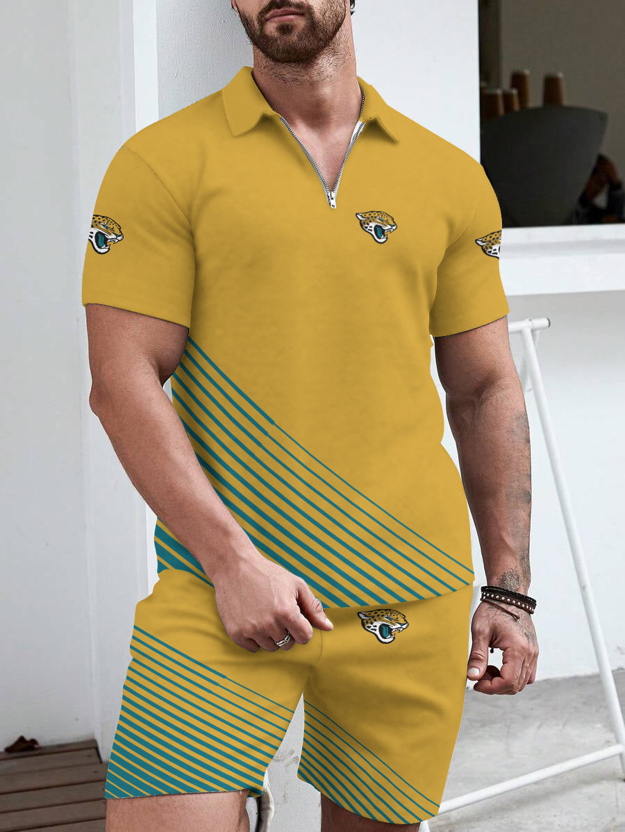 Jacksonville Jaguars  Limited Edition ZIP Polo Shirt And Shorts Two-Piece Suits