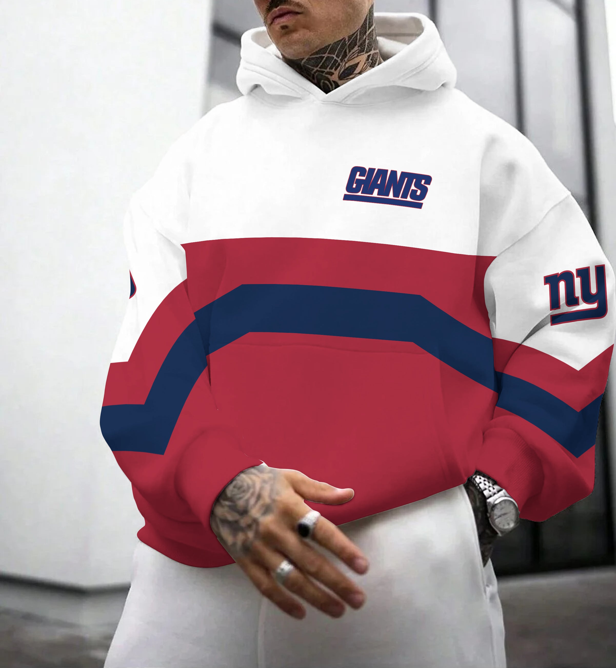 New York Giants Printed Hooded Pocket Pullover Hoodie