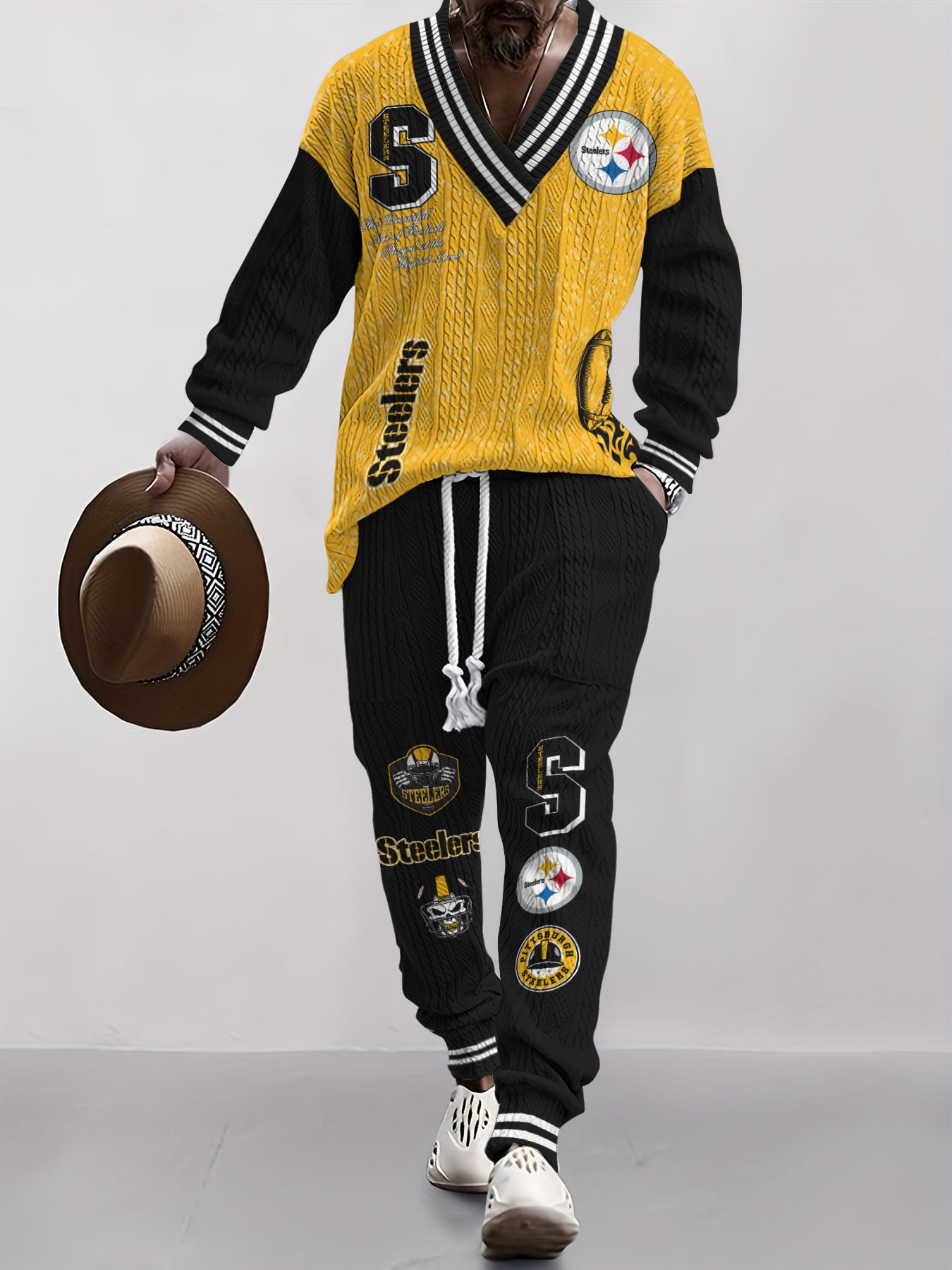 Pittsburgh Steelers  Classic All-Season Long Sleeve V-Neck Pullover Sweater