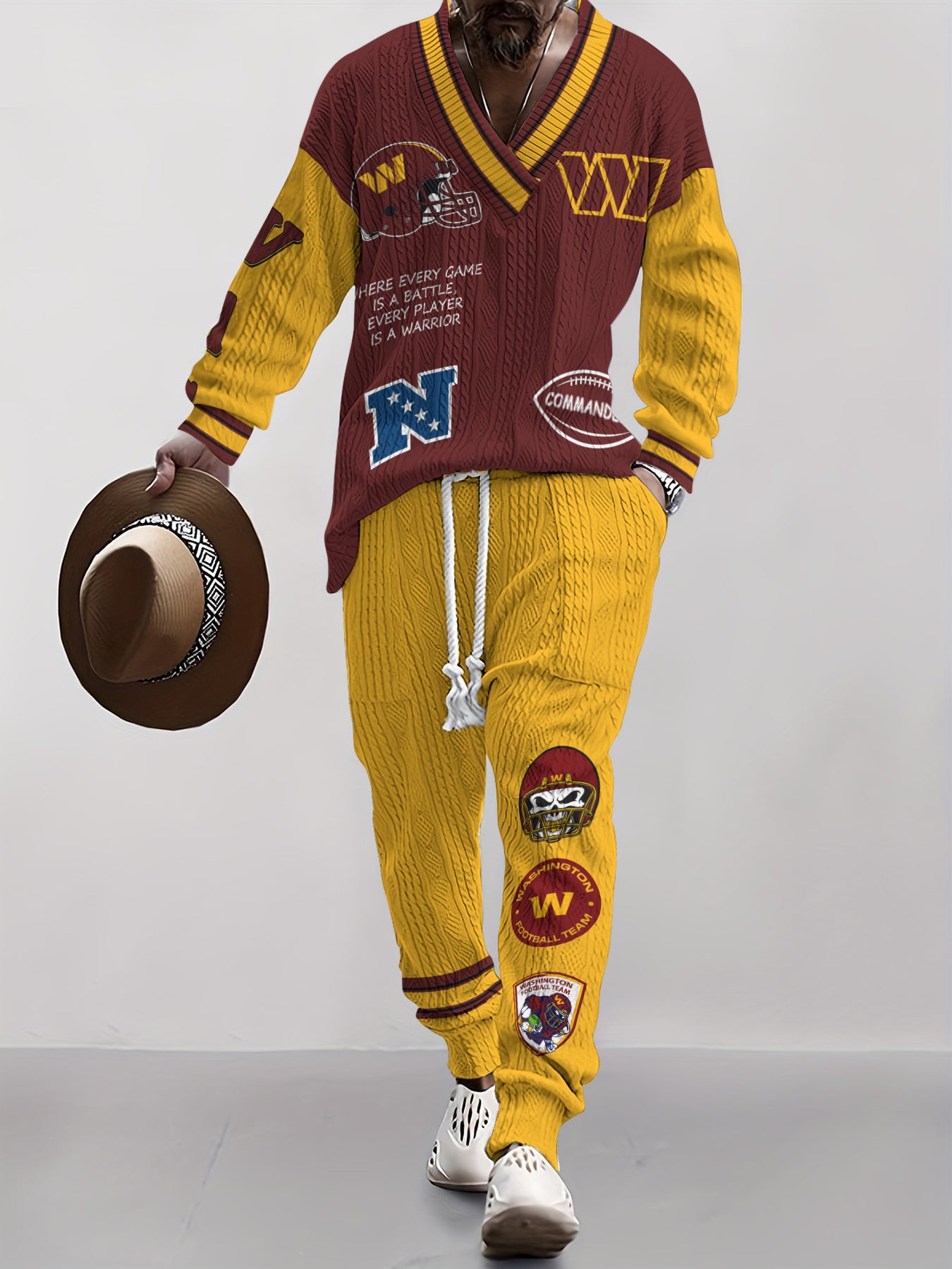 Washington Commanders Classic  All-Season Long Sleeve V-Neck Pullover Sweater