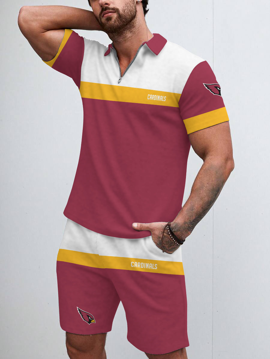 Arizona Cardinals  Limited Edition ZIP Polo Shirt And Shorts Two-Piece Suits