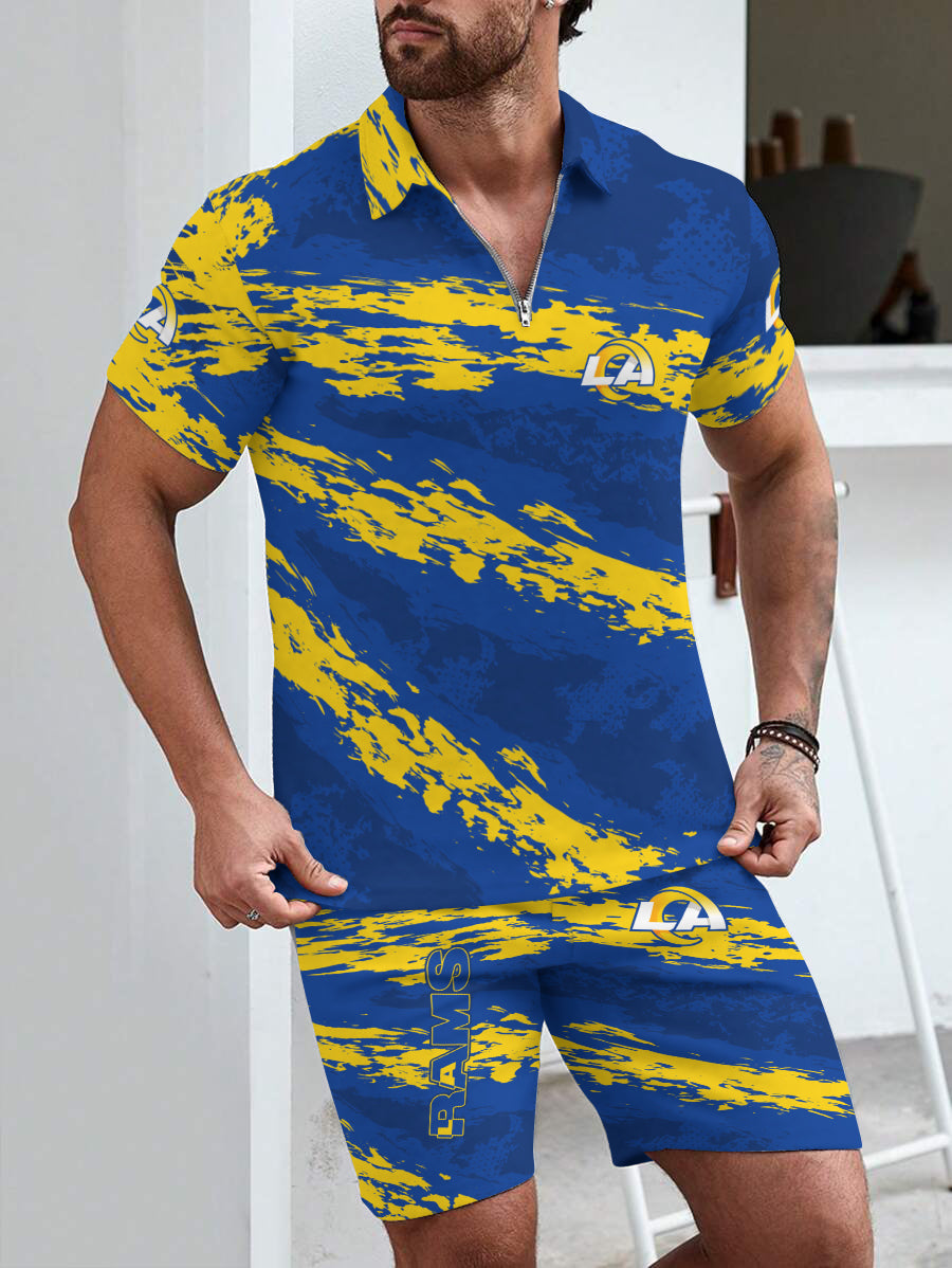Los Angeles Rams Limited Edition ZIP Polo Shirt And Shorts Two-Piece Suits