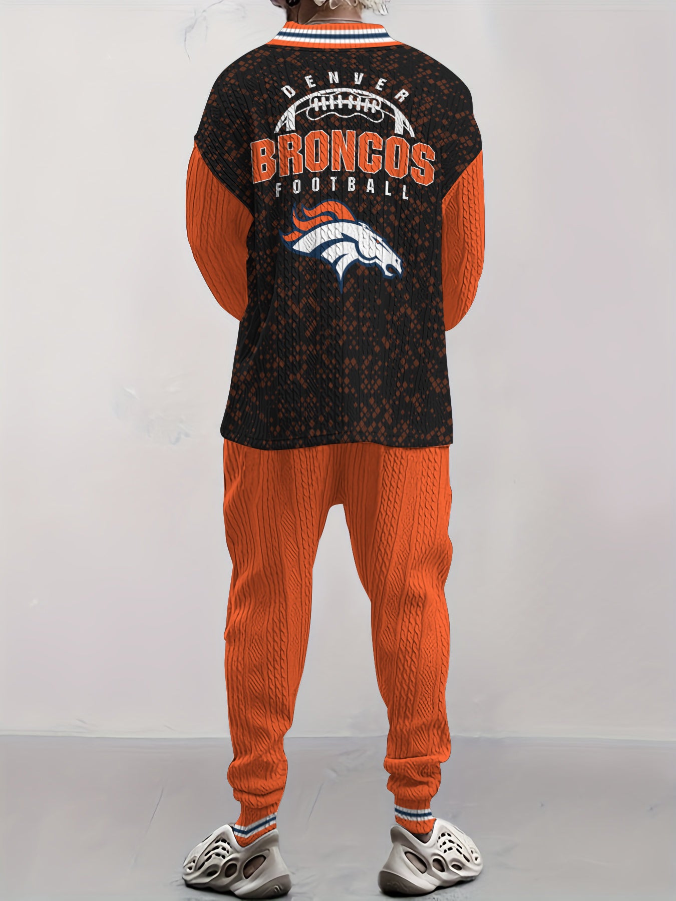 Denver Broncos  Classic All-Season Long Sleeve V-Neck Pullover Sweater