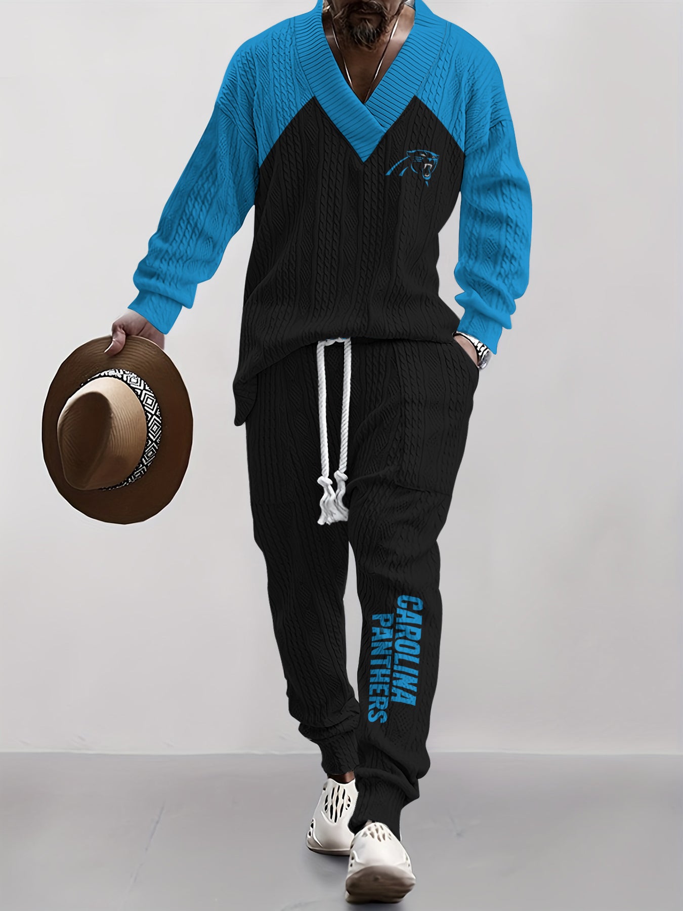 Carolina Panthers Classic  All-Season Long Sleeve V-Neck Pullover Sweater