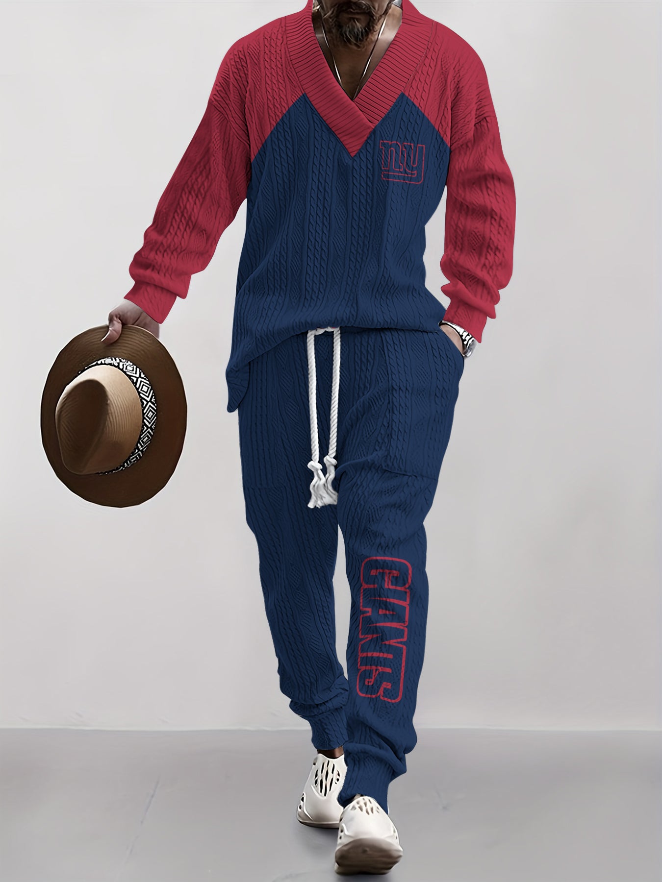 New York Giants Classic  All-Season Long Sleeve V-Neck Pullover Sweater