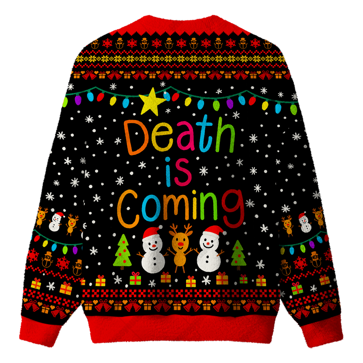 DEATH IS COMING UGLY CHRISTMAS SWEATSHIRT — image 2
