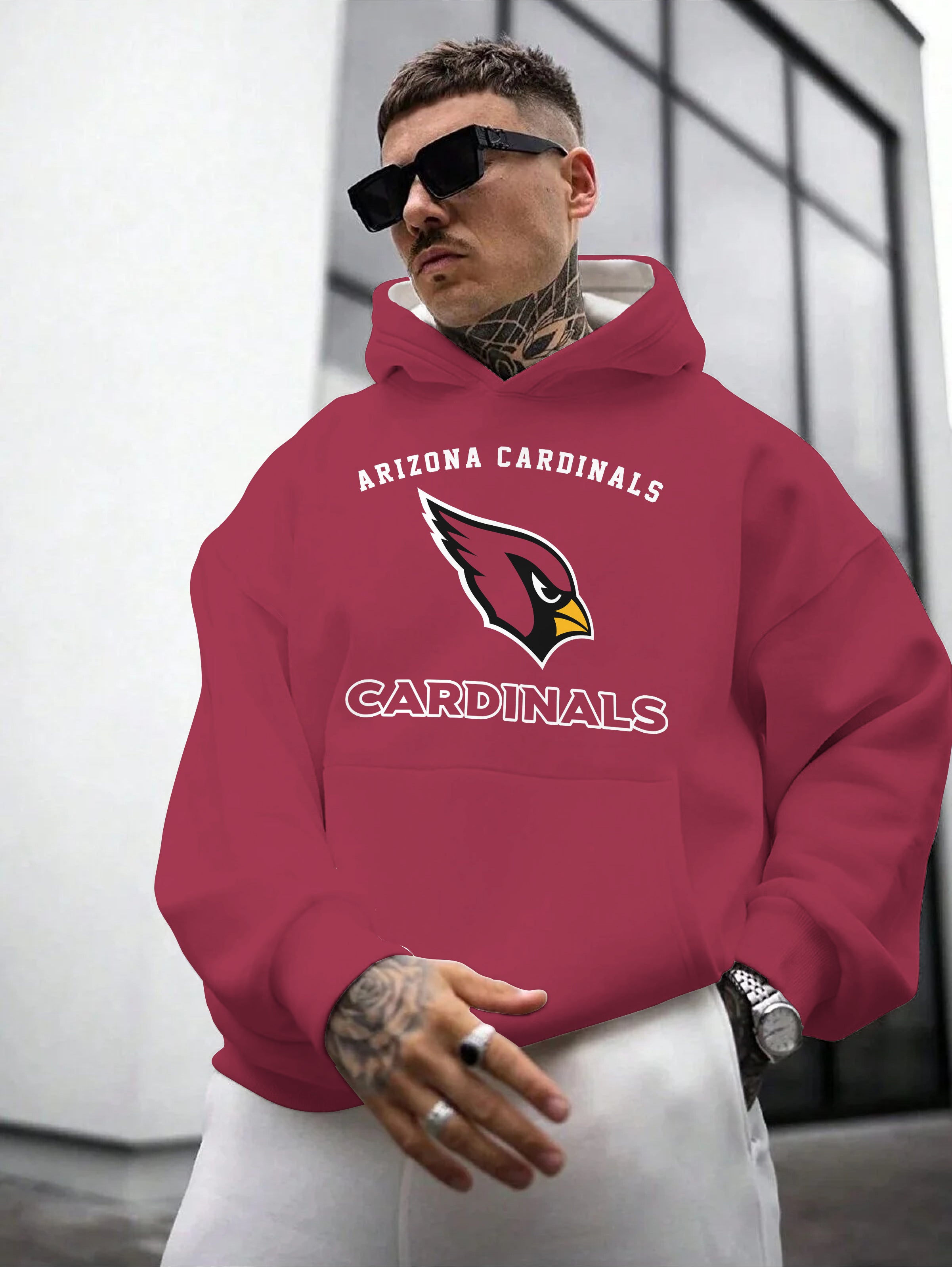 Arizona Cardinals Printed Hooded Pocket Pullover Hoodie