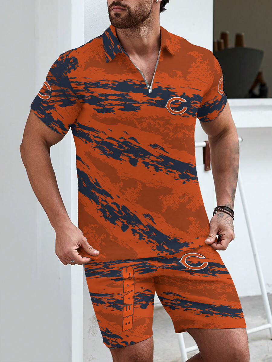Chicago Bears Limited Edition ZIP Polo Shirt And Shorts Two-Piece Suits