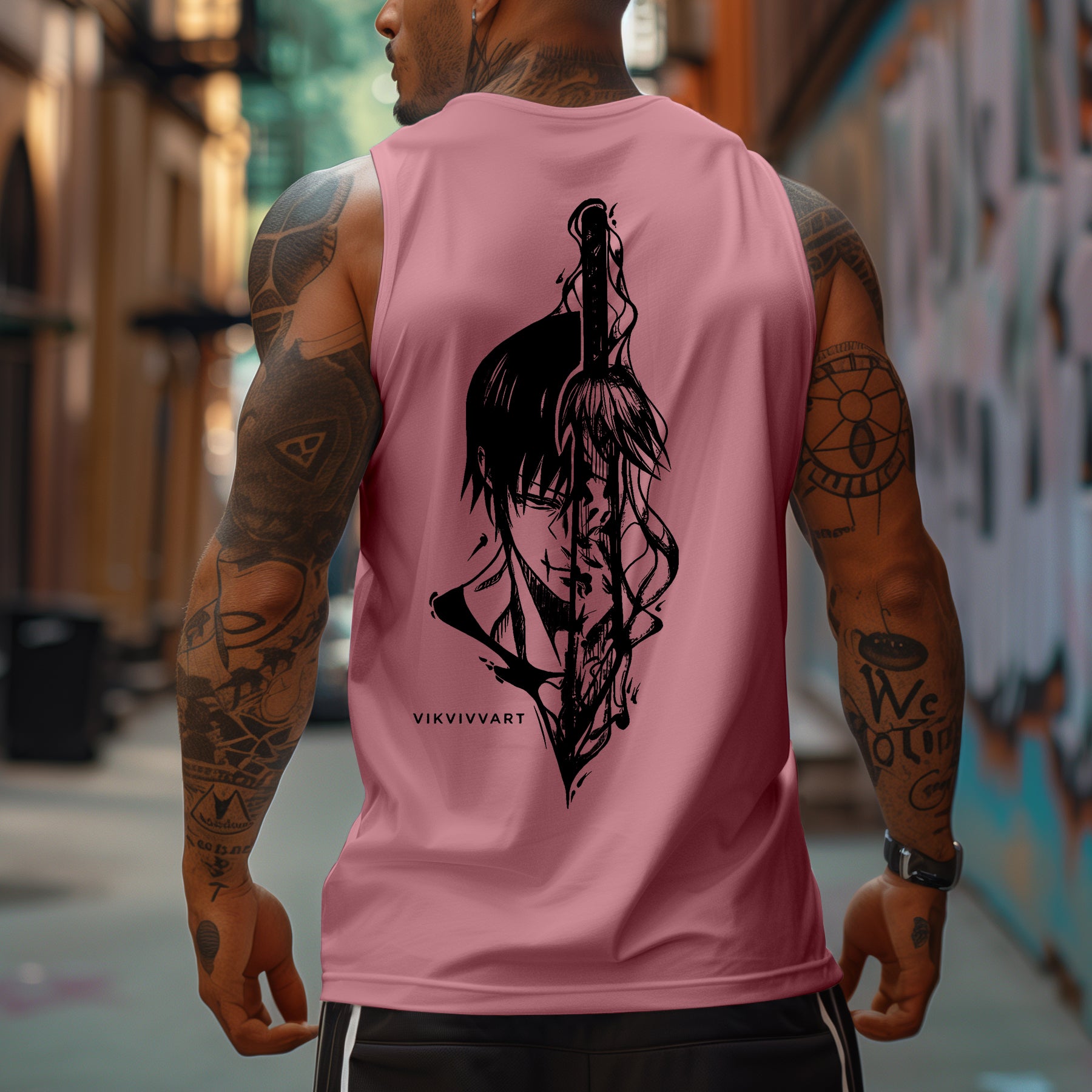 Oversized Mainstream Anime Print Sports Tank Top
