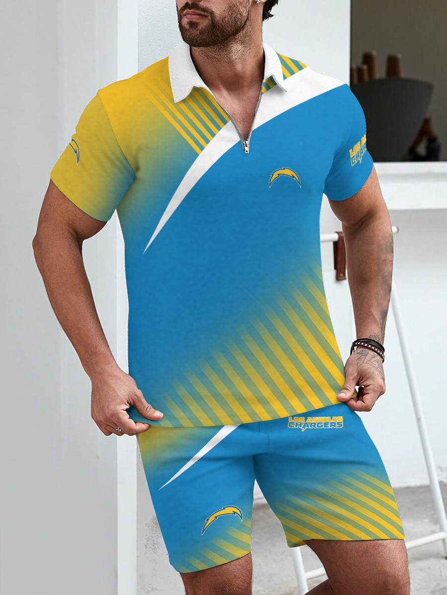 Los Angeles Chargers Limited Edition ZIP Polo Shirt And Shorts Two-Piece Suits