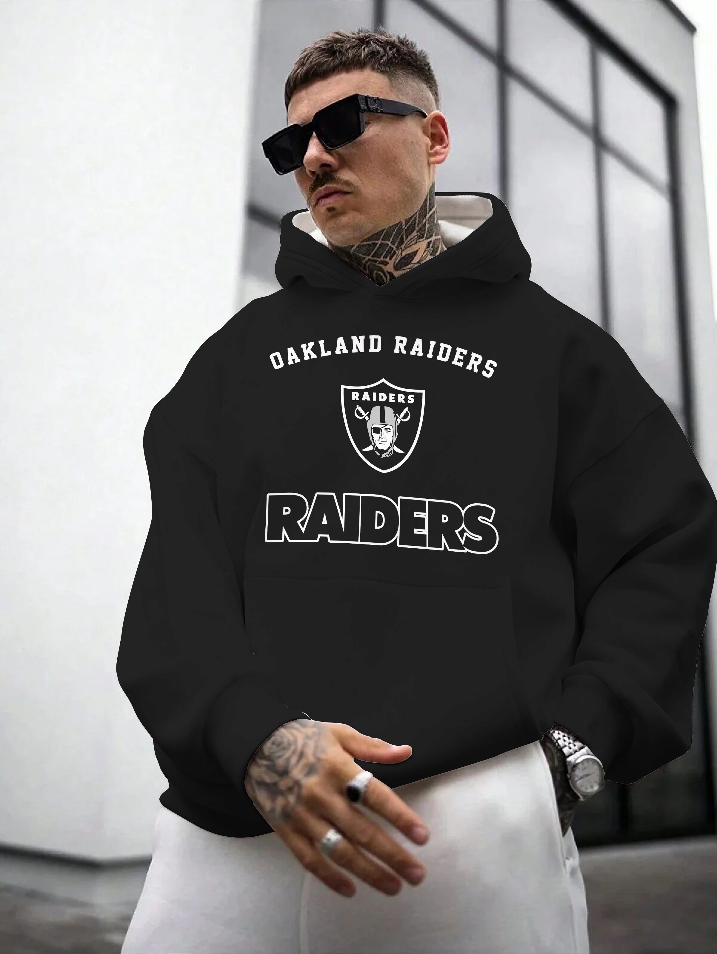 Las Vegas Raiders Printed Hooded Pocket Pullover Hoodie