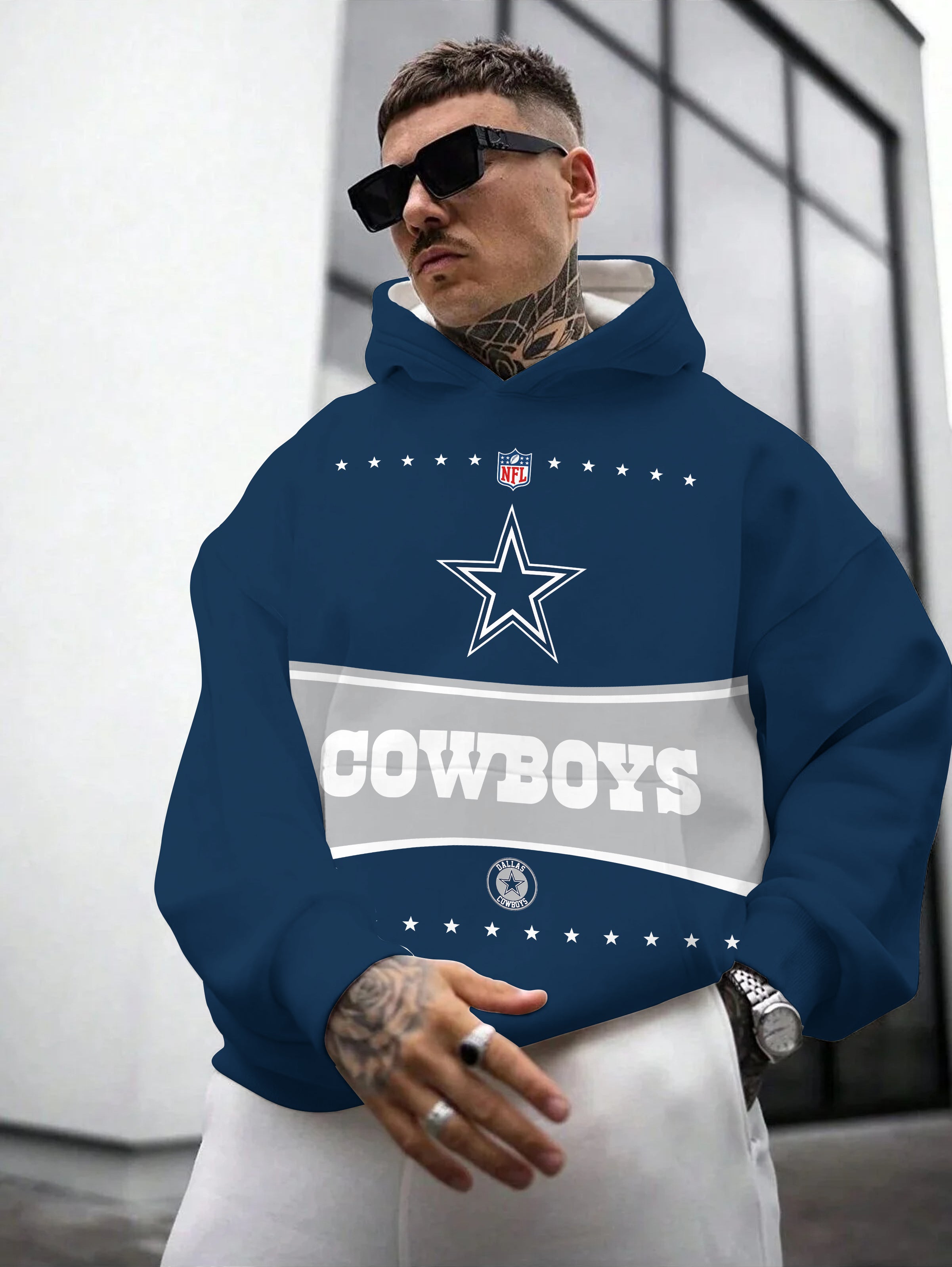 Dallas Cowboys Printed Hooded Pocket Pullover Hoodie