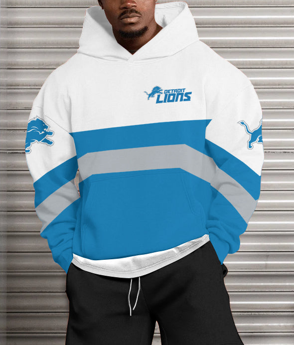 Detroit Lions Printed Hooded Pocket Pullover Hoodie