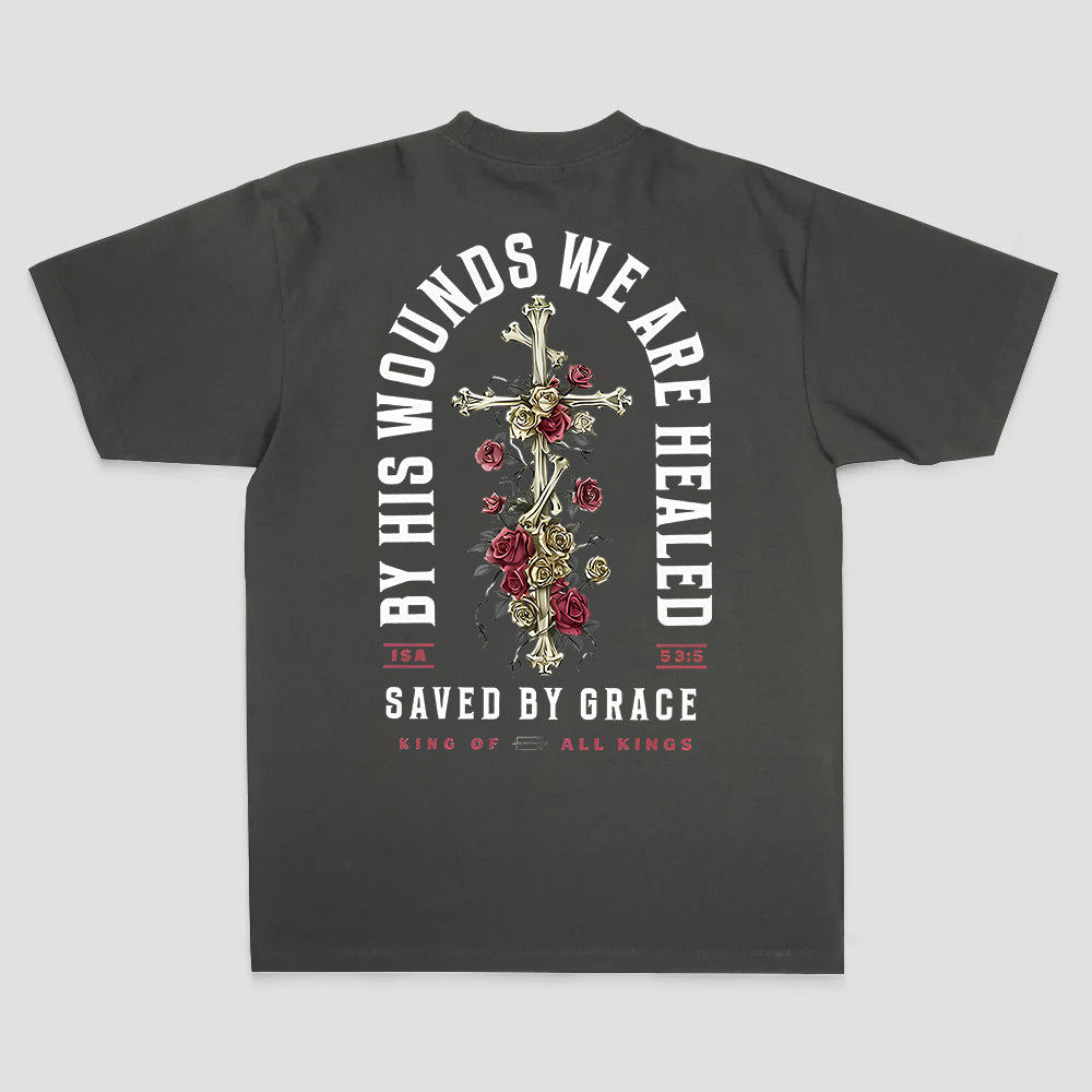 By His Wounds We Are Healed Printed Men's T-shirt