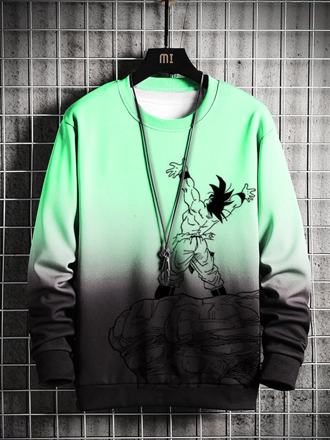 Men's Fashion Casual Anime Gradient Printed Sweatshirt