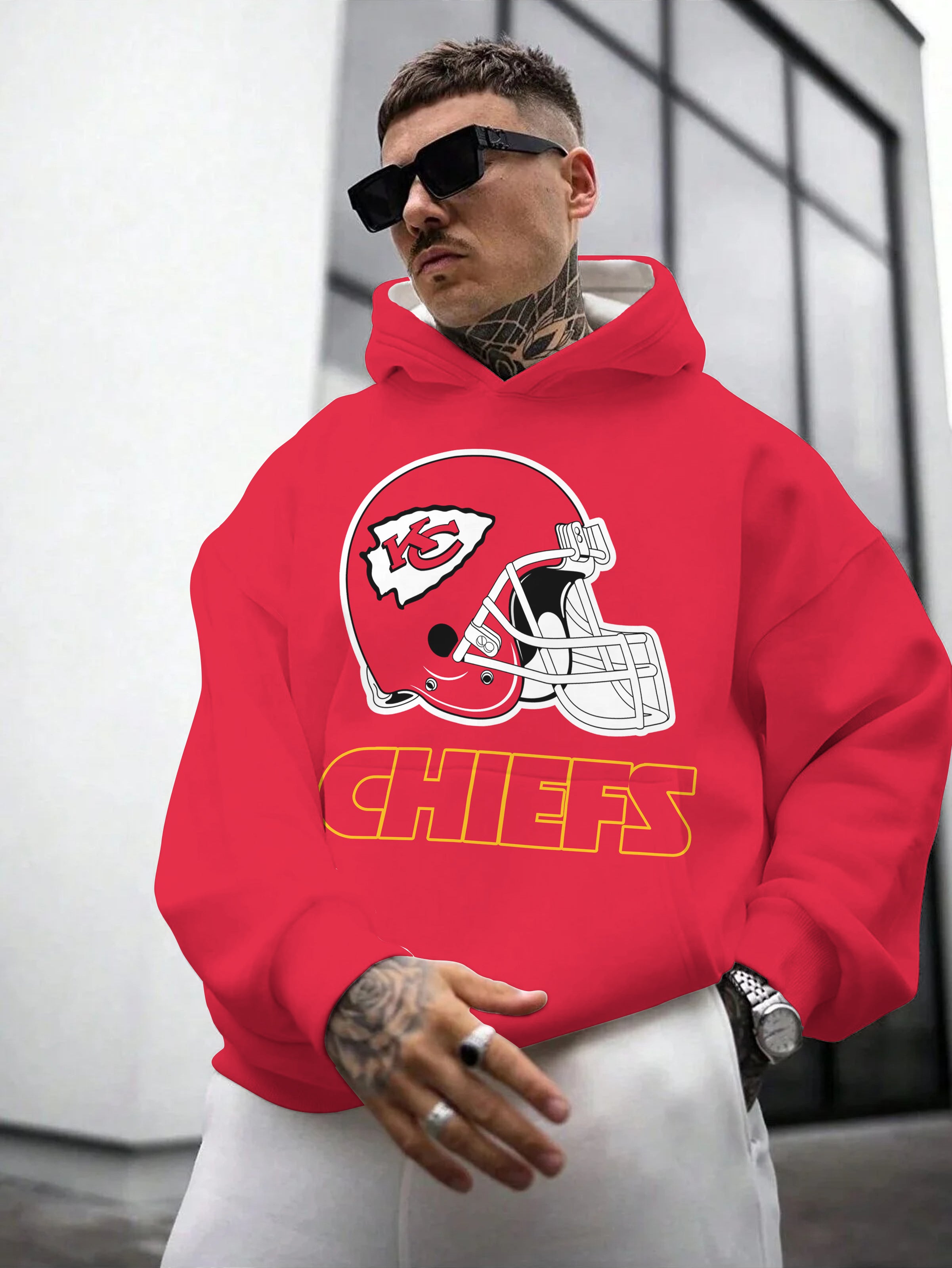 Kansas City Chiefs Printed Hooded Pocket Pullover Hoodie