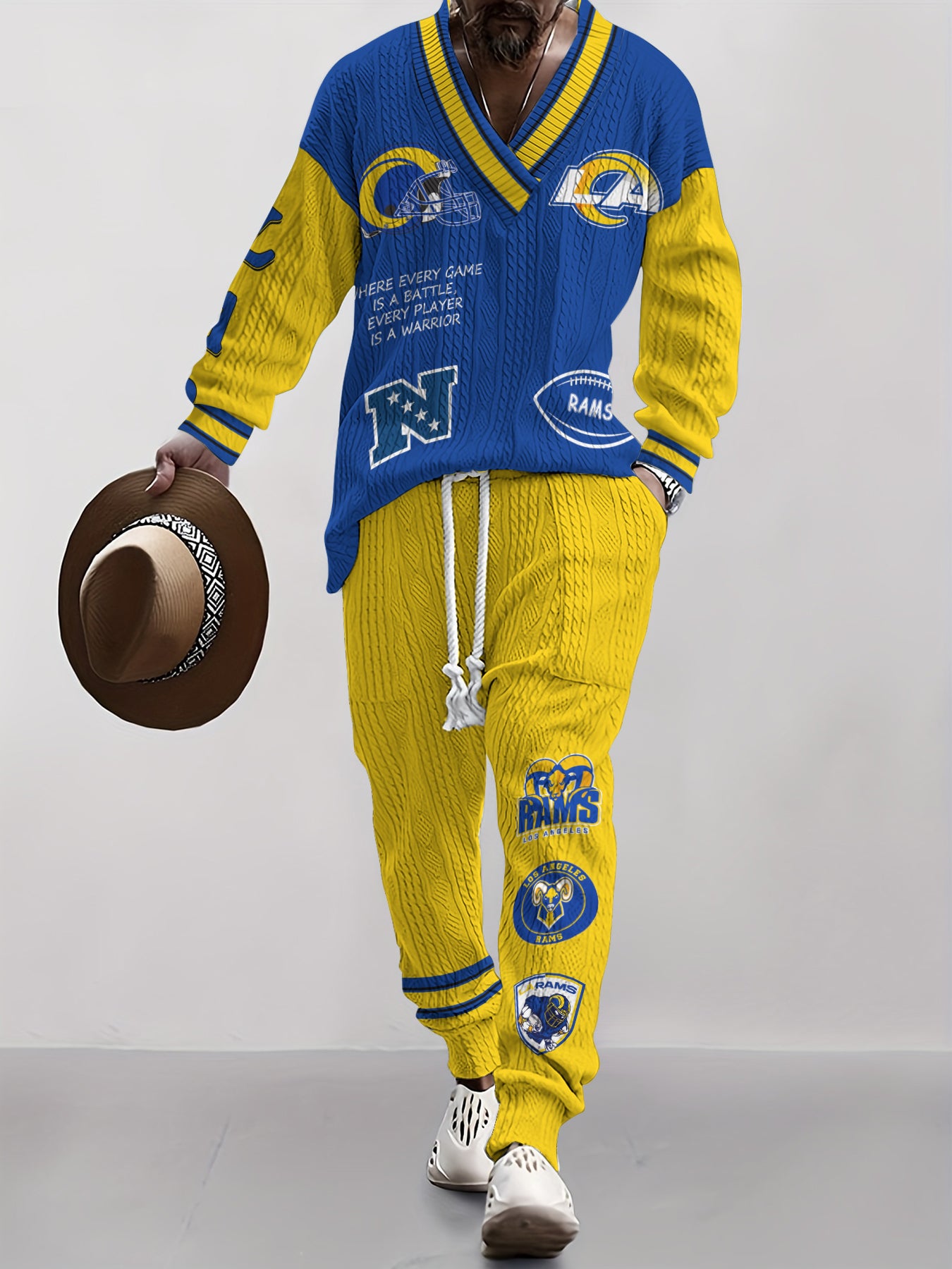 Los Angeles Rams Classic All-Season Long Sleeve V-Neck Pullover Sweater