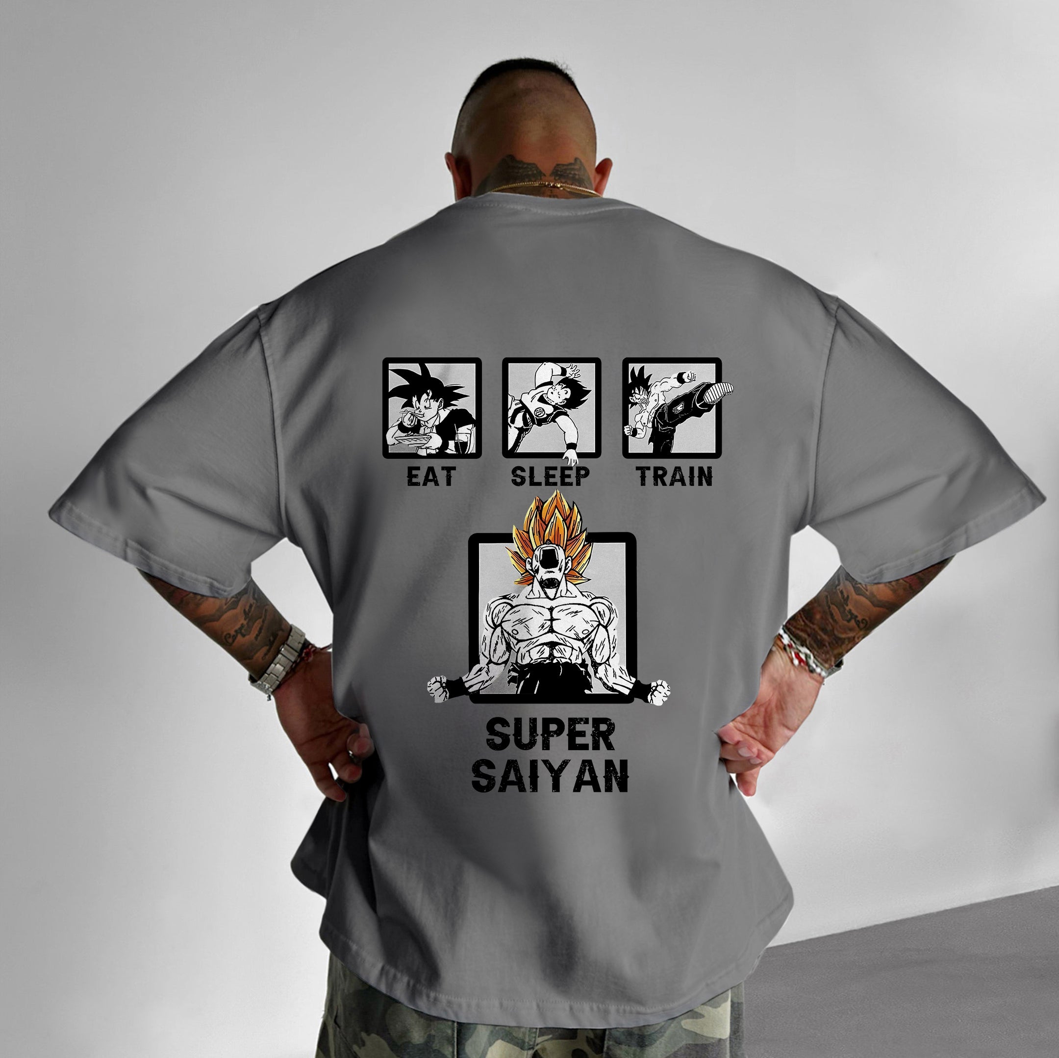 Oversized DB Anime Lettering Print T-Shirt