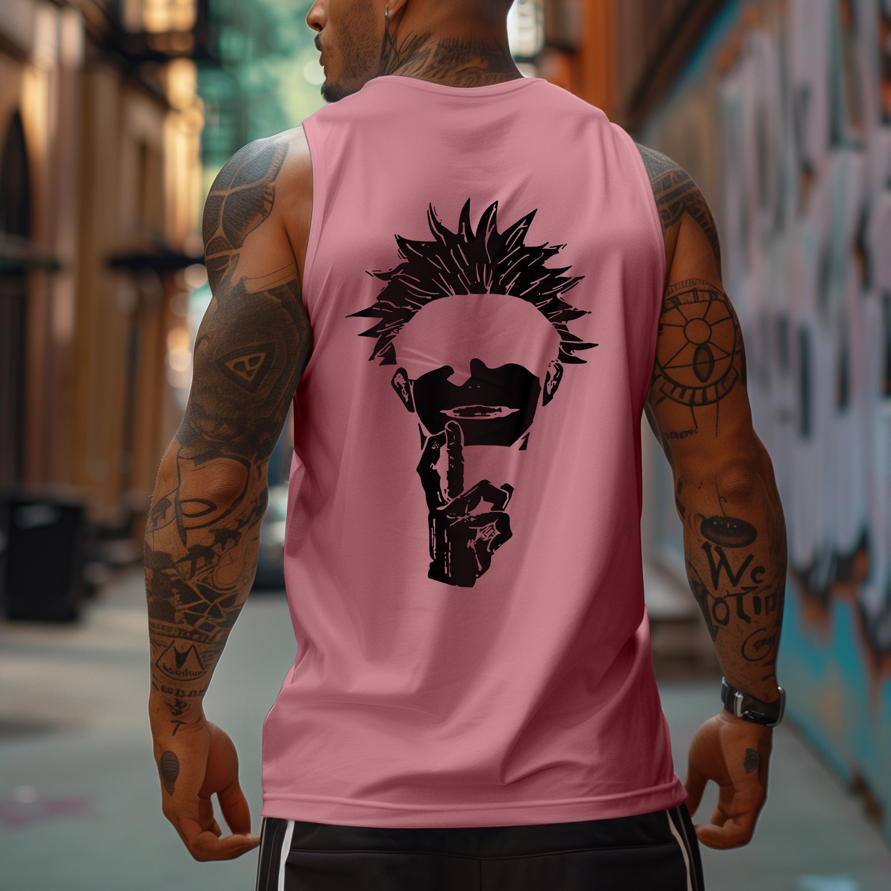 Oversized Anime Print Sports Tank Top