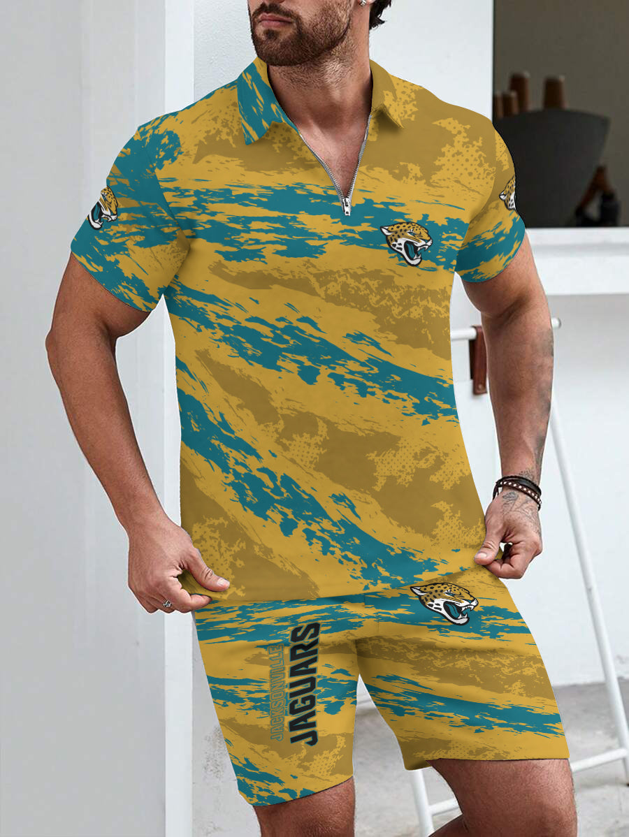 Jacksonville Jaguars Limited Edition ZIP Polo Shirt And Shorts Two-Piece Suits